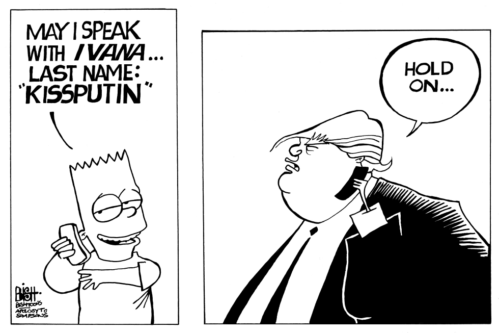 BART SIMPSON CALLS TRUMP, B/W