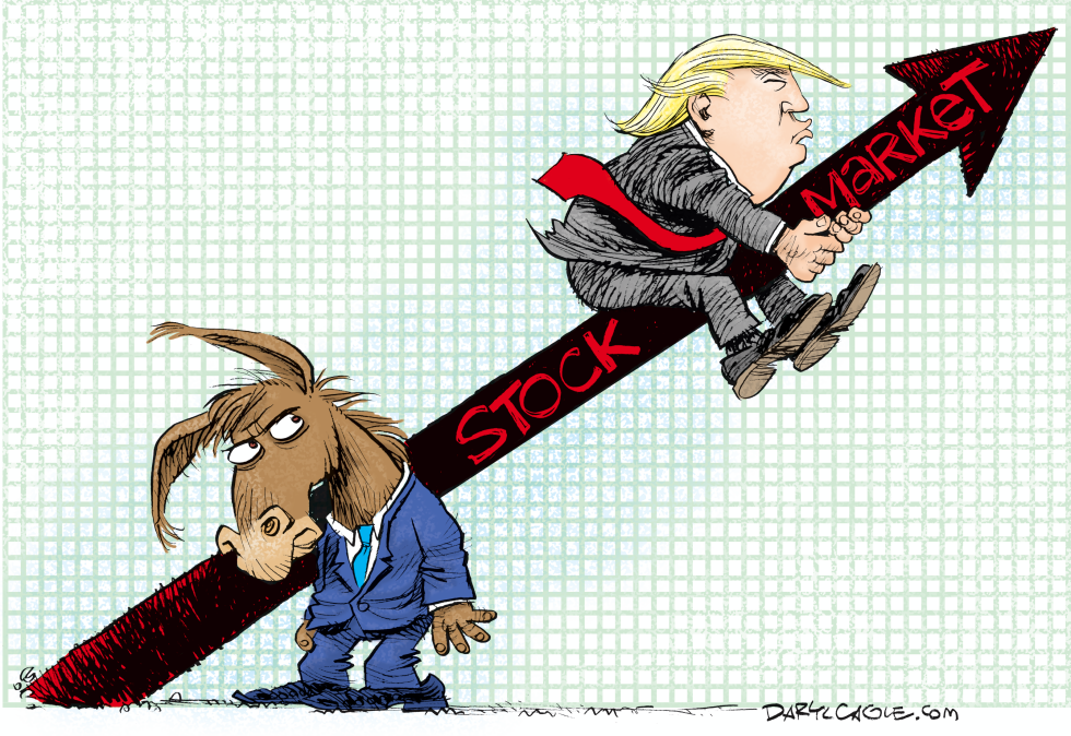  TRUMP RIDES THE STOCK MARKET UP by Daryl Cagle