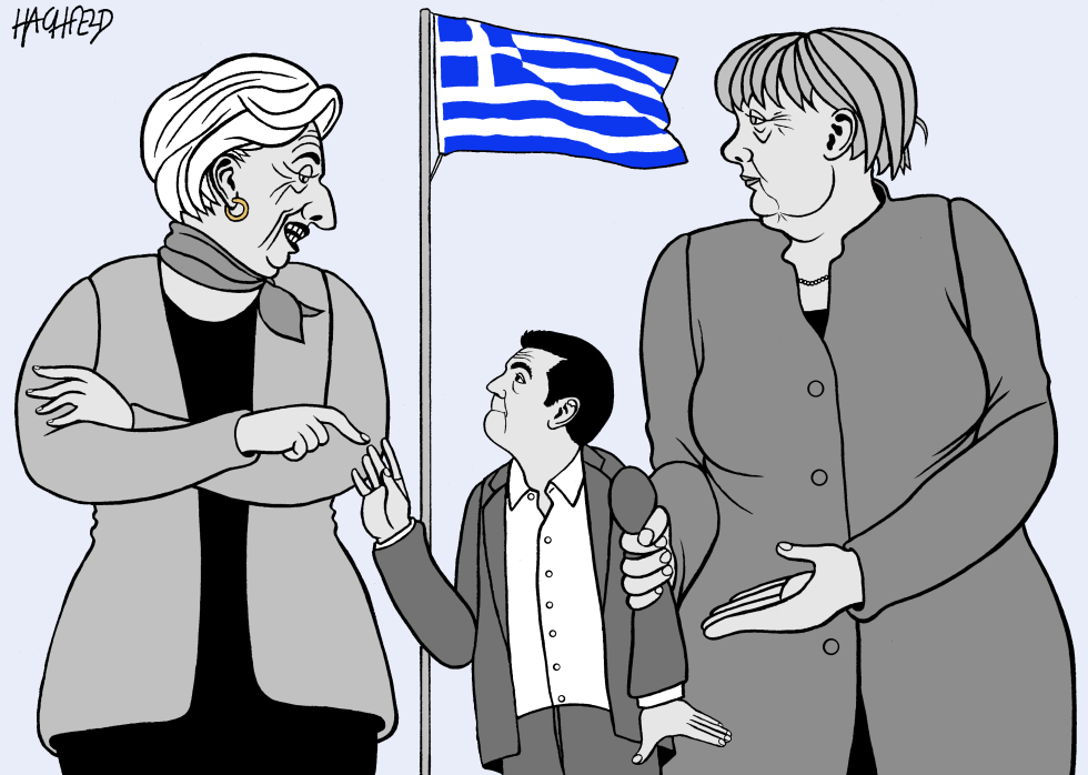 Lagarde, Merkel, Tsipras