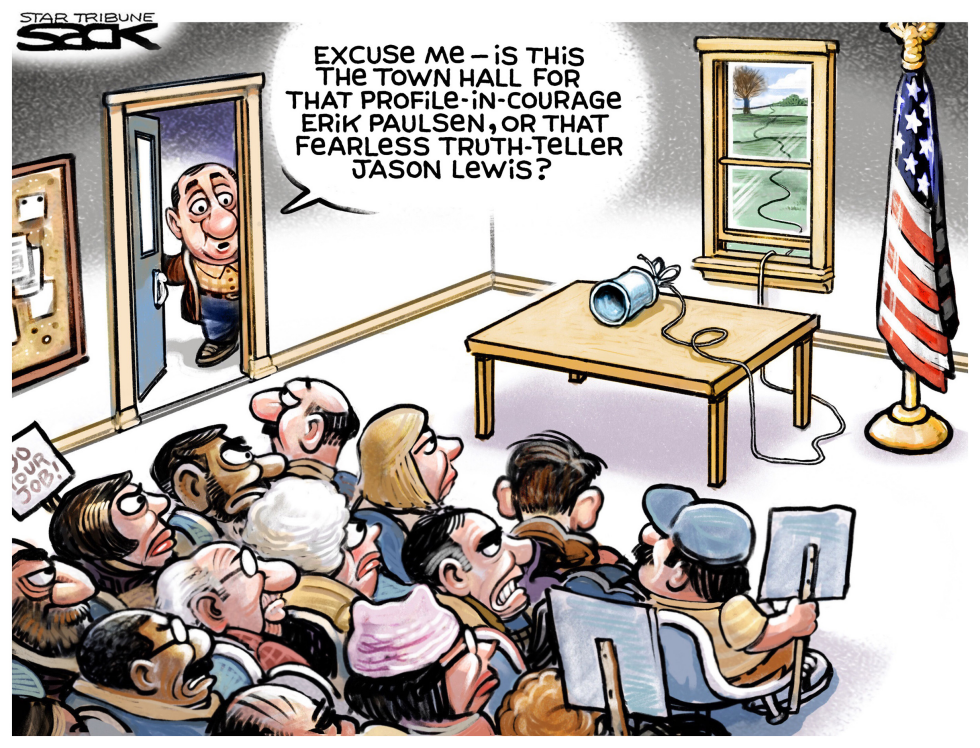 Town Hall Cowards LOCAL CARTOON