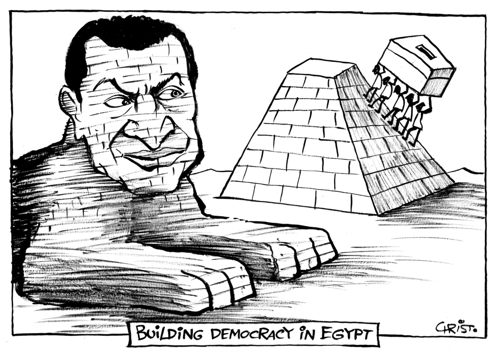 Mubarak Wins Egypt Election - B&W