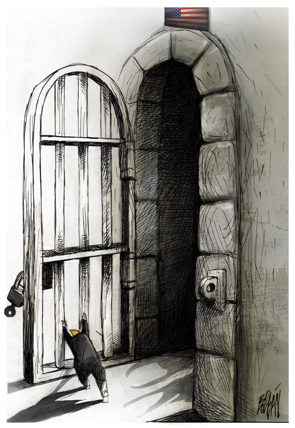 Trump Secures Entry to the United States with Locked Door