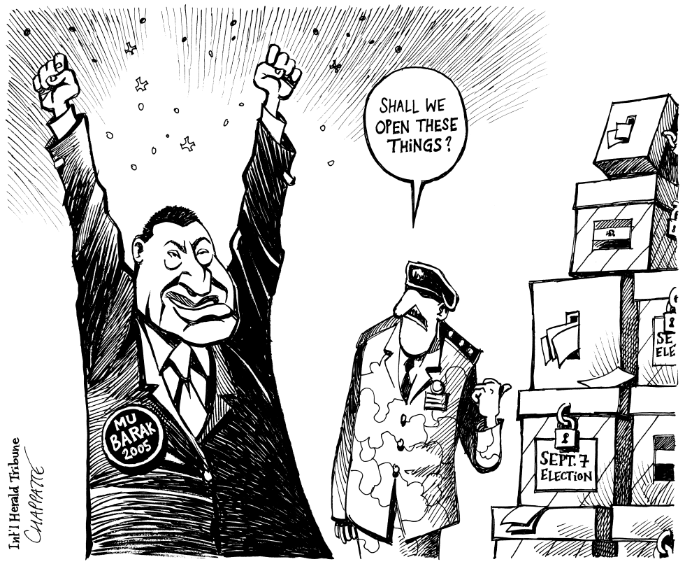  MUBARAK REELECTED by Patrick Chappatte