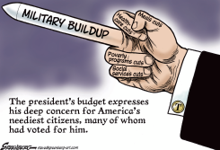 TRUMP BUDGET FINGER by Steve Greenberg