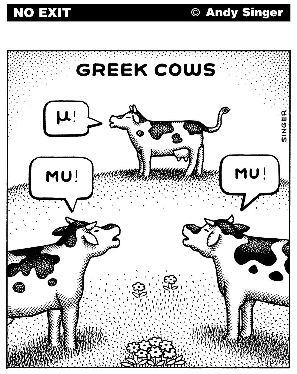 Greek Cows black and white version