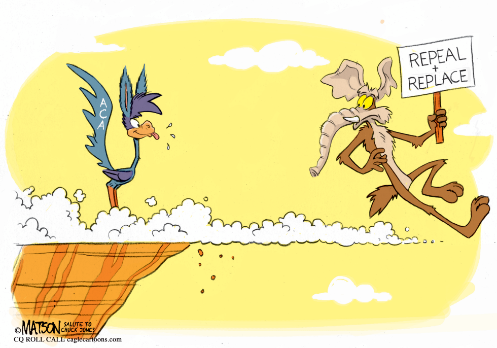Republican Coyote Fails to Repeal and Replace Obamacare-COLOR