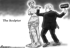 TRUMP THE SCULPTOR BW by Steve Greenberg