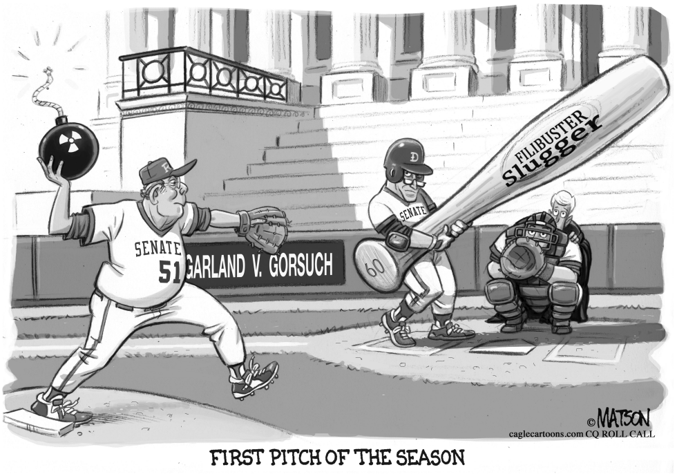  SENATOR MCCONNELL THROWS OUT THE FIRST PITCH TO END SENATE FILIBUSTERS by RJ Matson