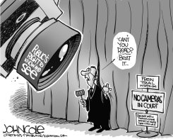 LOCAL PA CAMERAS IN COURT BW by John Cole