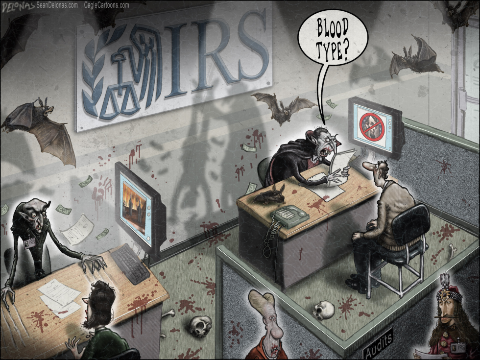 Vampiric IRS Auditors Sink Fangs into Taxpayers in Bloody Satire