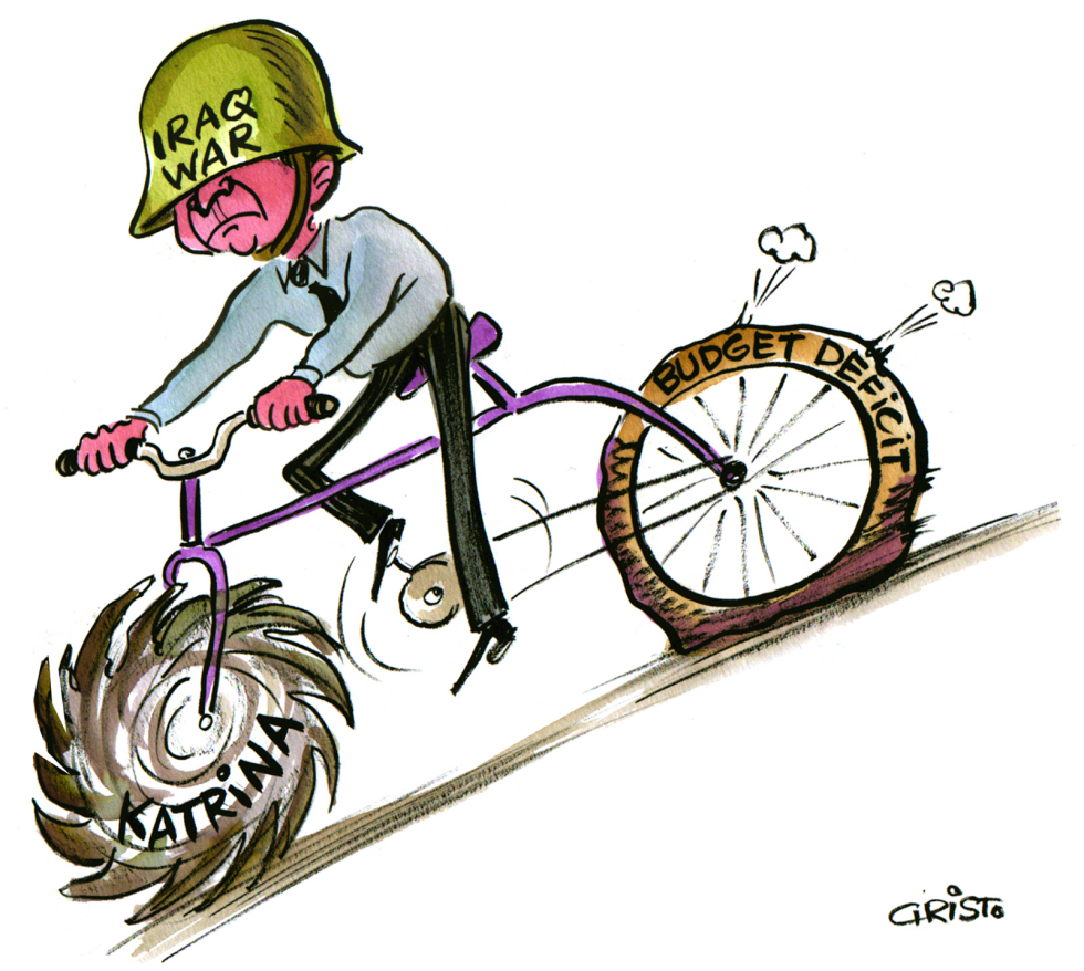 President Bush with his new bike - COLOR