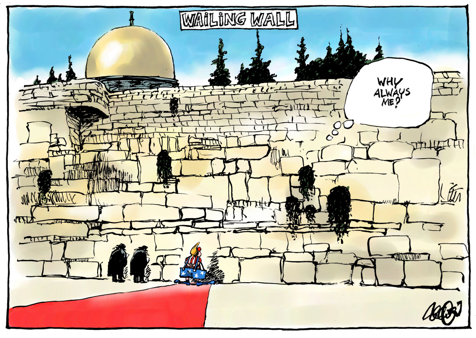  TRUMP VISITS WAILING WALL by Jos Collignon