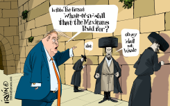 TRUMP VISITS THE WAILING WALL by Trevor Irvin
