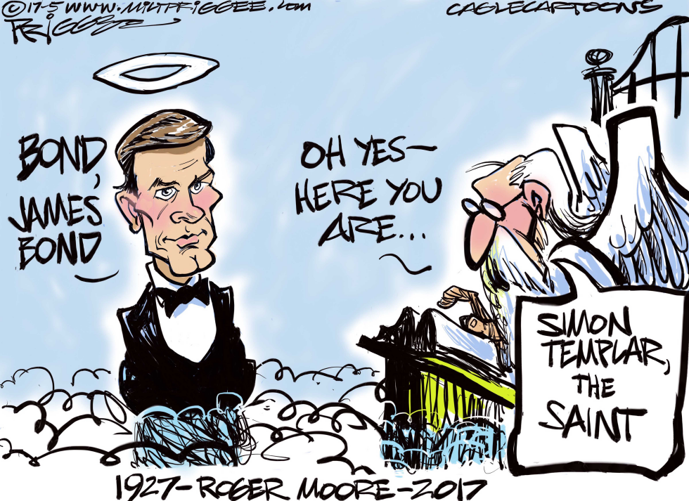  ROGER MOORE -RIP by Milt Priggee