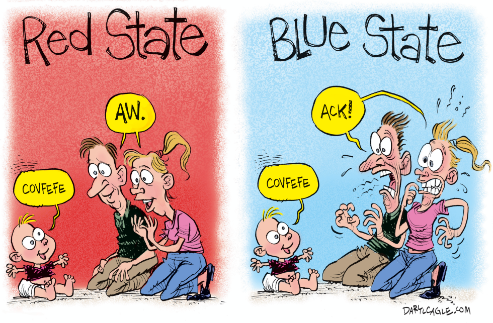  COVFEFE RED STATE BLUE STATE BABY by Daryl Cagle