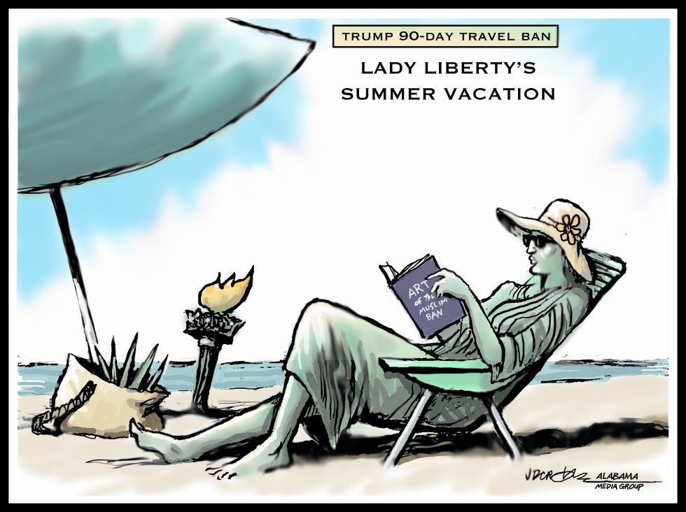 Travel ban Lady Liberty's Summer Vacation