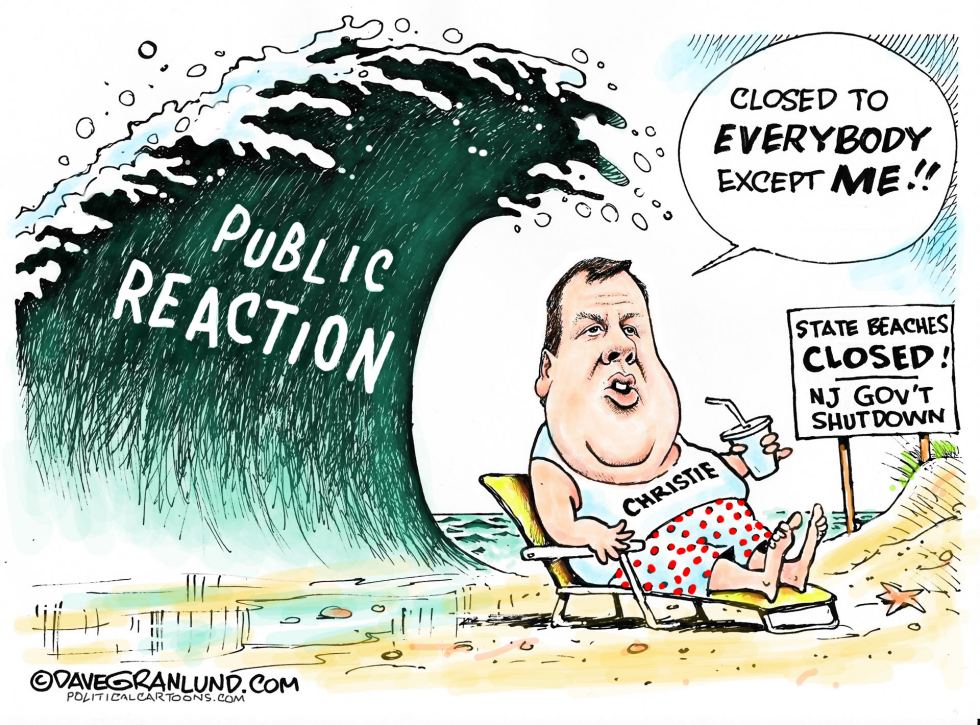  CHRISTIE NJ SHUTDOWN AND BEACHES by Dave Granlund