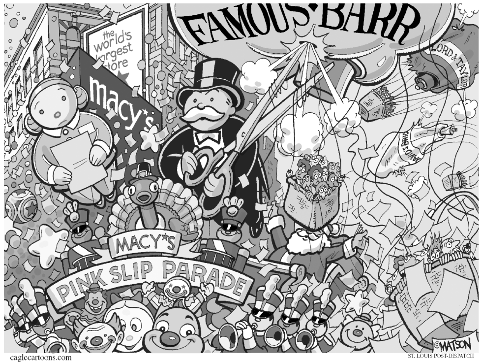 Famous Barr Employees Get Pink Slip In Macy's Parade