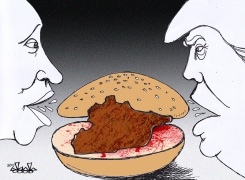 PUTIN TRUMP BURGER by Hassan Bleibel