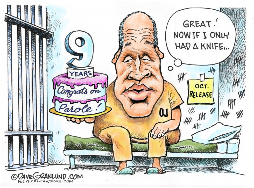  OJ SIMPSON GRANTED PAROLE by Dave Granlund