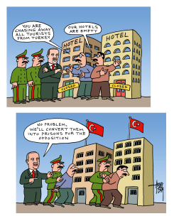 ERDOGAN CHASING TOURISTS AWAY by Arend Van Dam