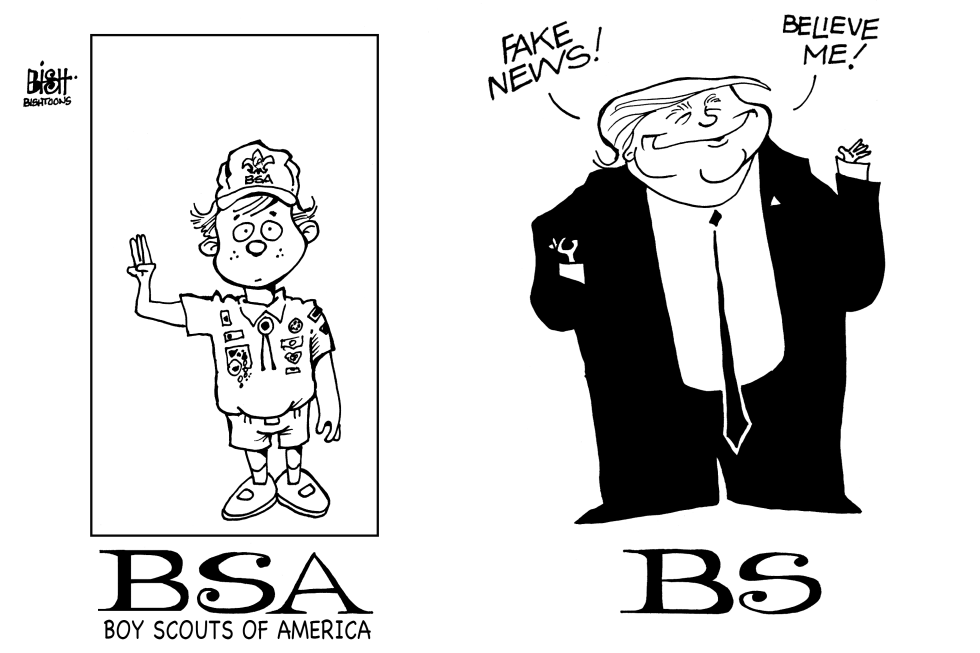 SCOUTS AND TRUMP, B/W