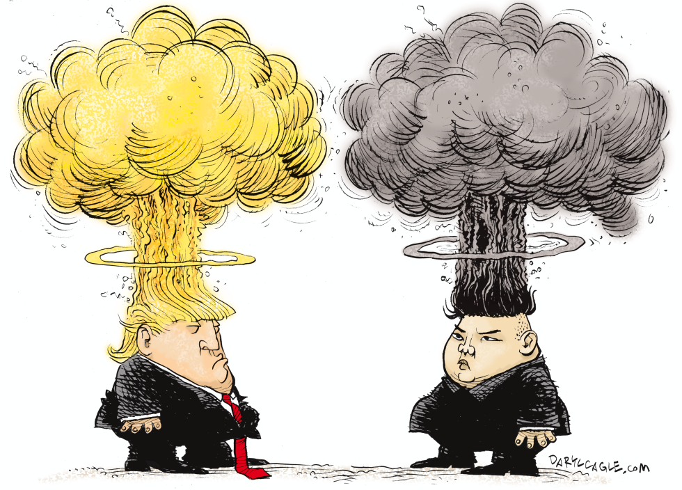 Trump and Kim Jong Un Face Off with Nuclear Cloud Heads