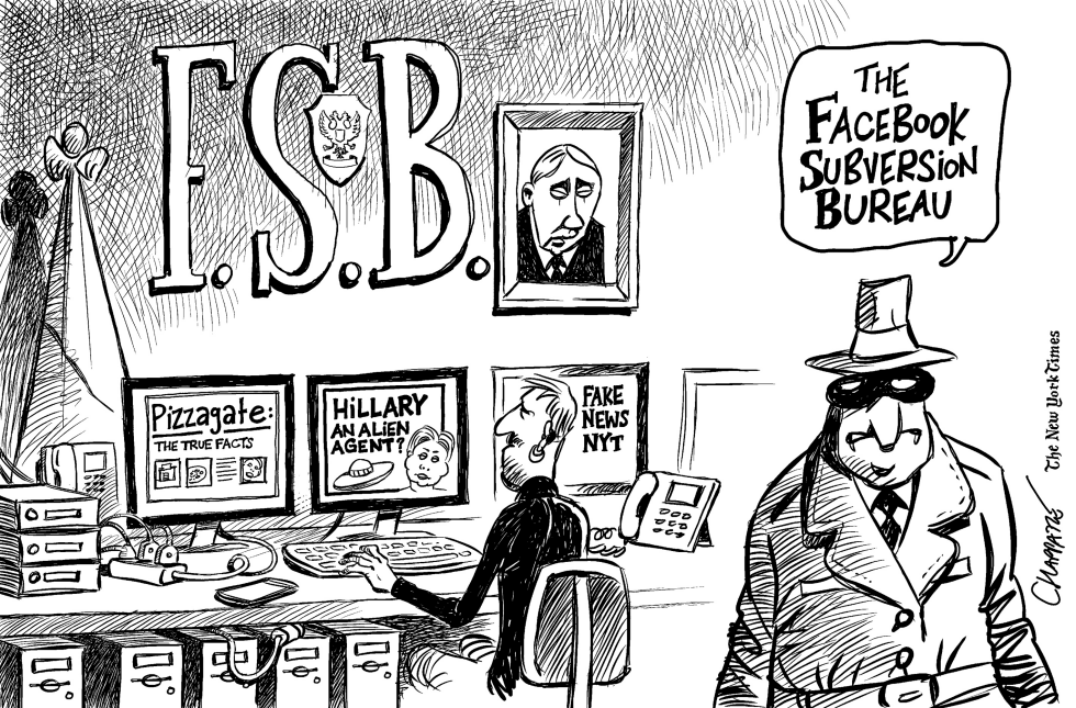  RUSSIAN TROLLING ON FACEBOOK by Patrick Chappatte