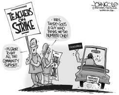TEACHERS STRIKE BW by John Cole