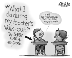 TEACHERS STRIKES BW by John Cole