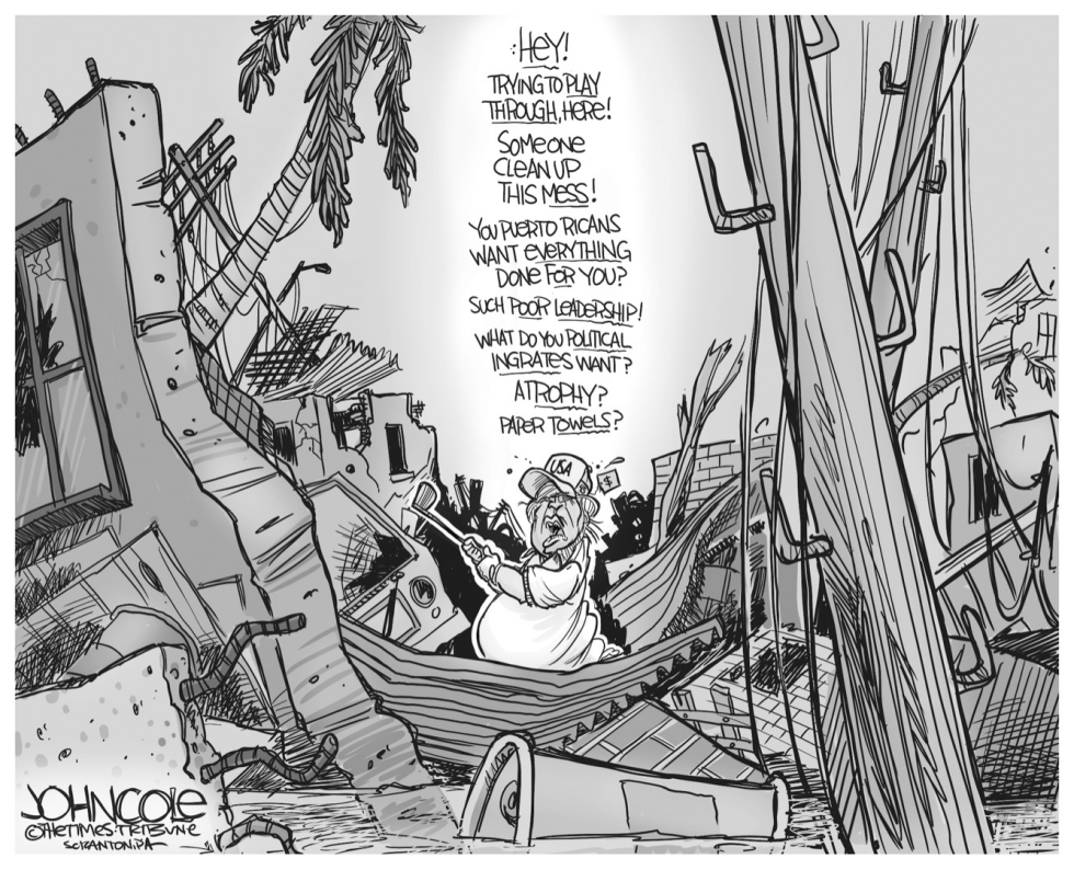 Trump in Puerto Rico BW
