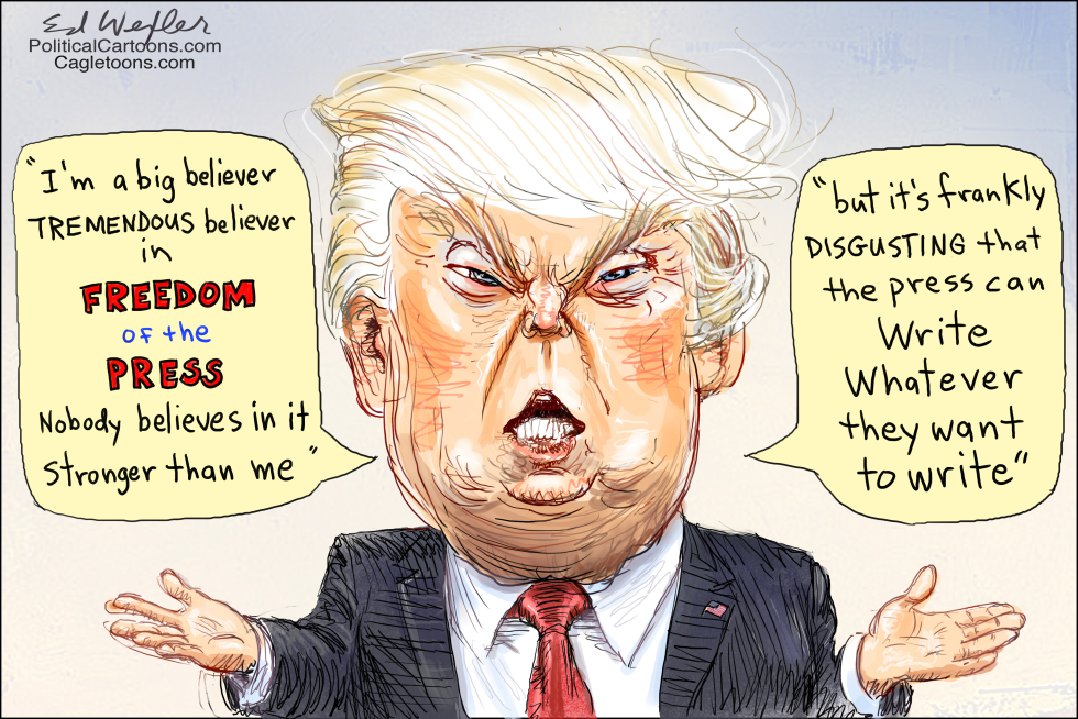 Trump Cartoon Highlights Tension Over Press Freedom and Media Criticism