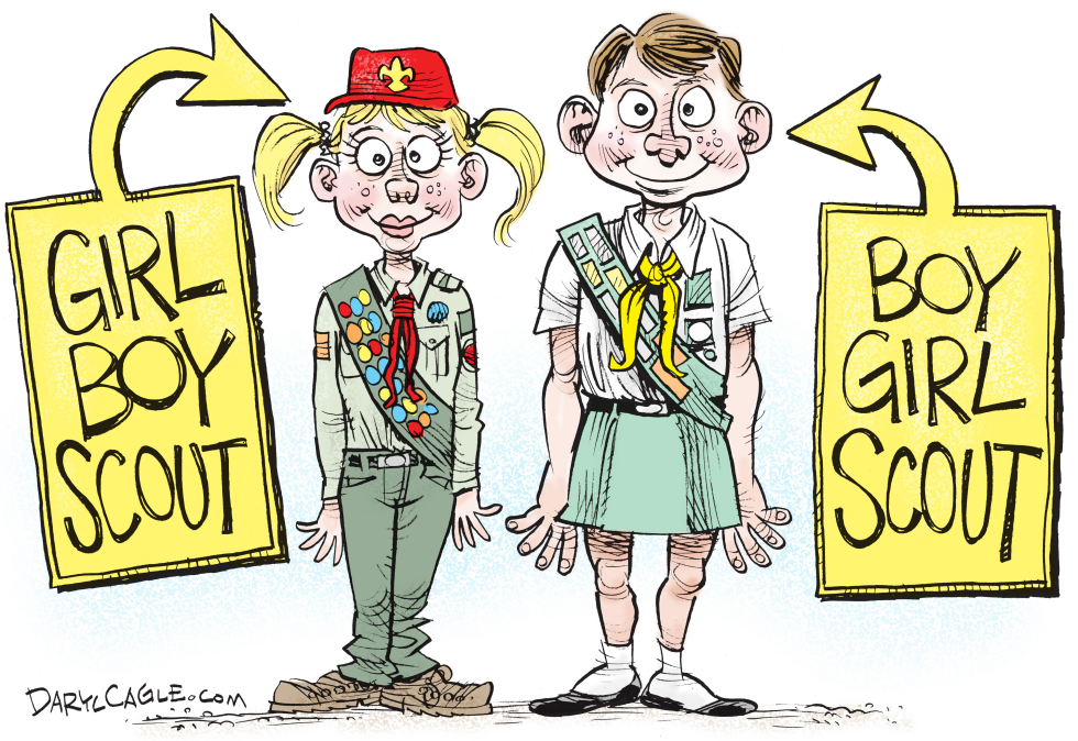  GIRL BOY SCOUT by Daryl Cagle