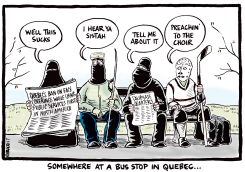 AT A BUS STOP IN QUEBEC by Ingrid Rice