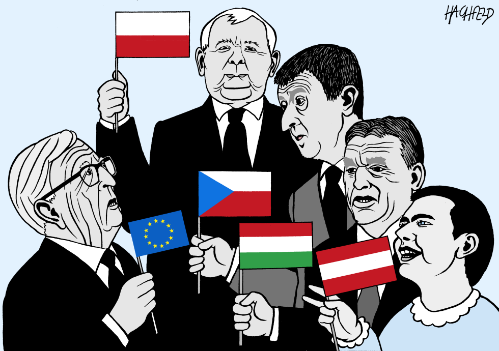  JUNCKER, KACZYNSKI, BABIS, ORBAN, KURZ by Rainer Hachfeld