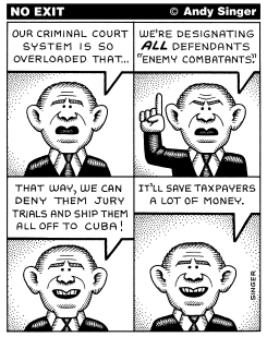 BUSH DECLARES EVERYONE ENEMY COMBATANTS by Andy Singer