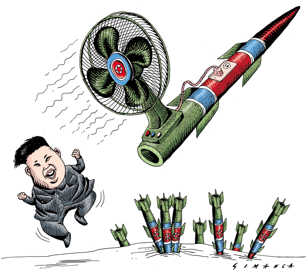 Kim Jong Un Runs Alongside Fan-Powered Missile in New Drawing