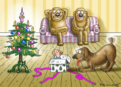 DOG CHRISTMAS GIFT by Marian Kamensky