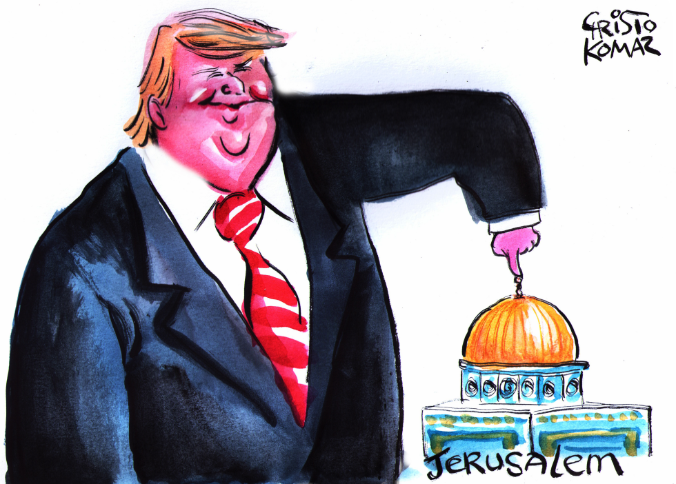 Trump pushes the button