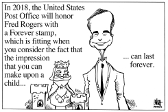 FRED ROGERS STAMP, B/W by Randy Bish