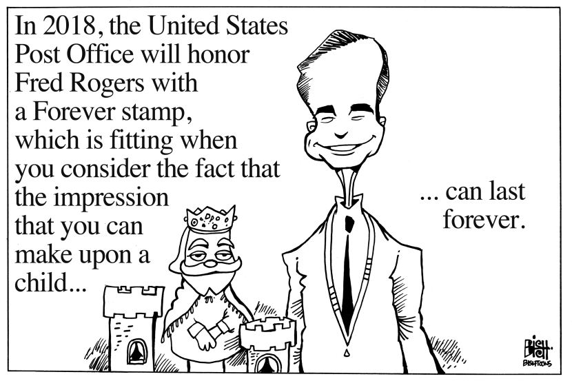 FRED ROGERS STAMP, B/W