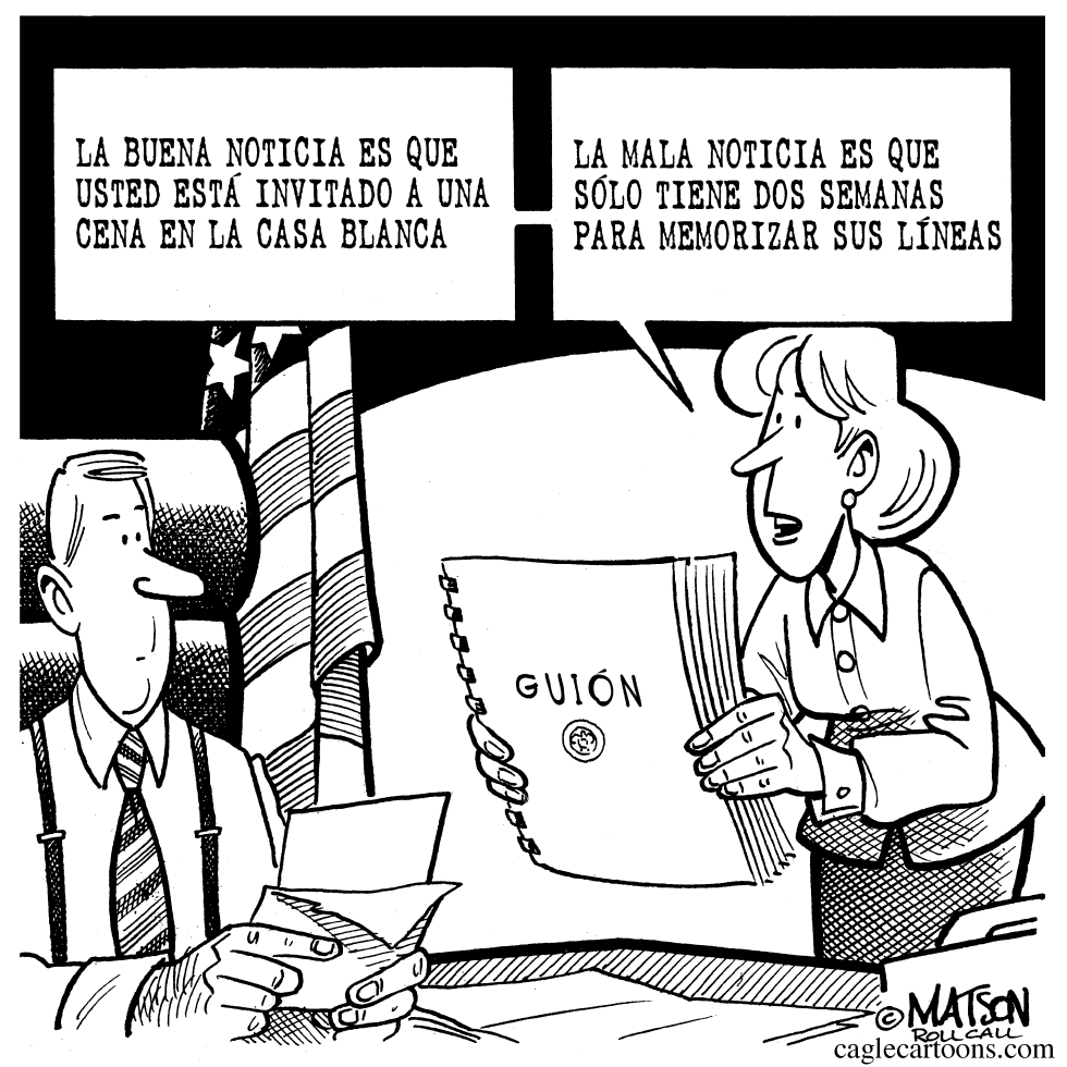 Cena en la Casa Blanca con guion escrito