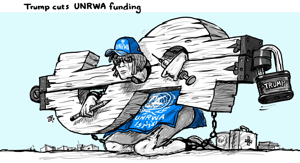  TRUMP BLACKMAILING UNRWA by Emad Hajjaj