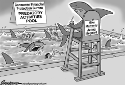 CONSUMER SHARKS BW by Steve Greenberg