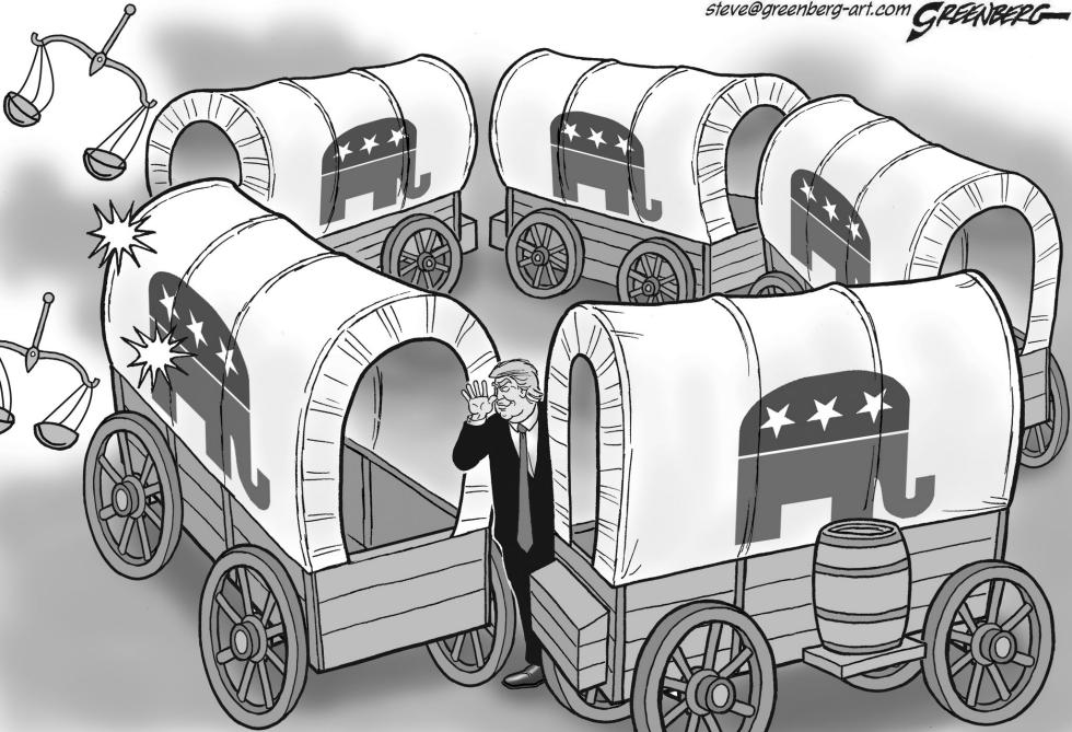 Circling the wagons bw