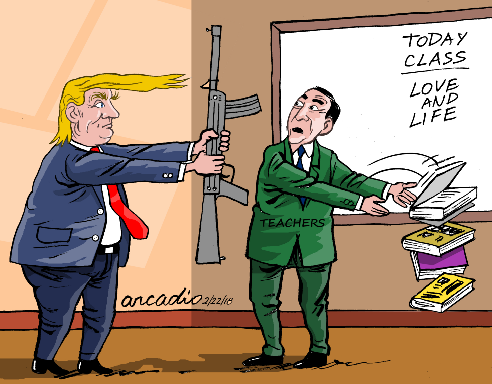 Trump suggests arming teachers.