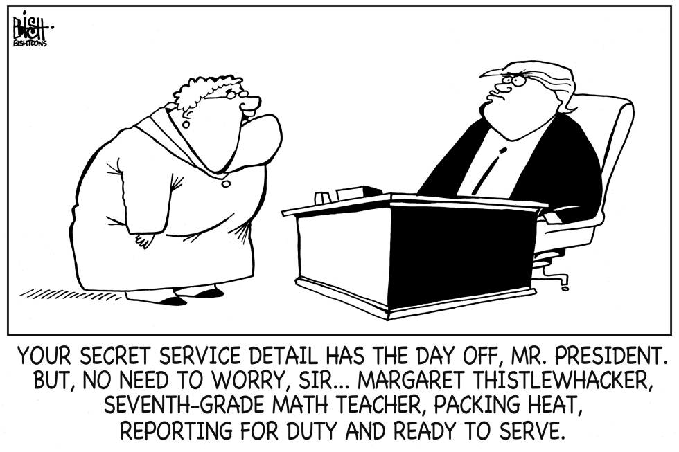 ARMED TEACHERS AND TRUMP, B/W