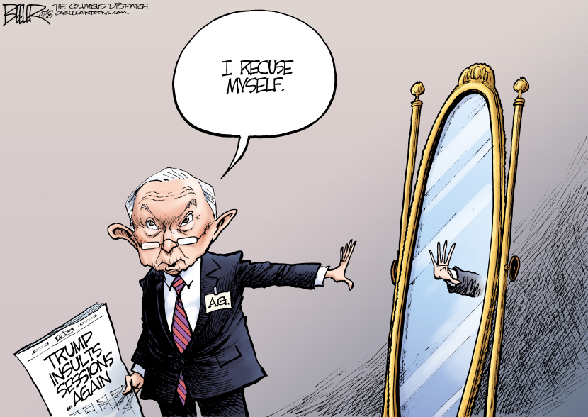 Jeff Sessions Declares Recusal While Facing Mirror Reflection
