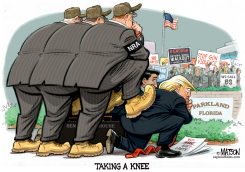 POLITICAL LEADERS TAKE A KNEE ON GUN CONTROL by R.J. Matson