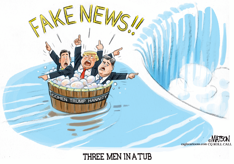 Hannity and Cohen and Trump in a Tub